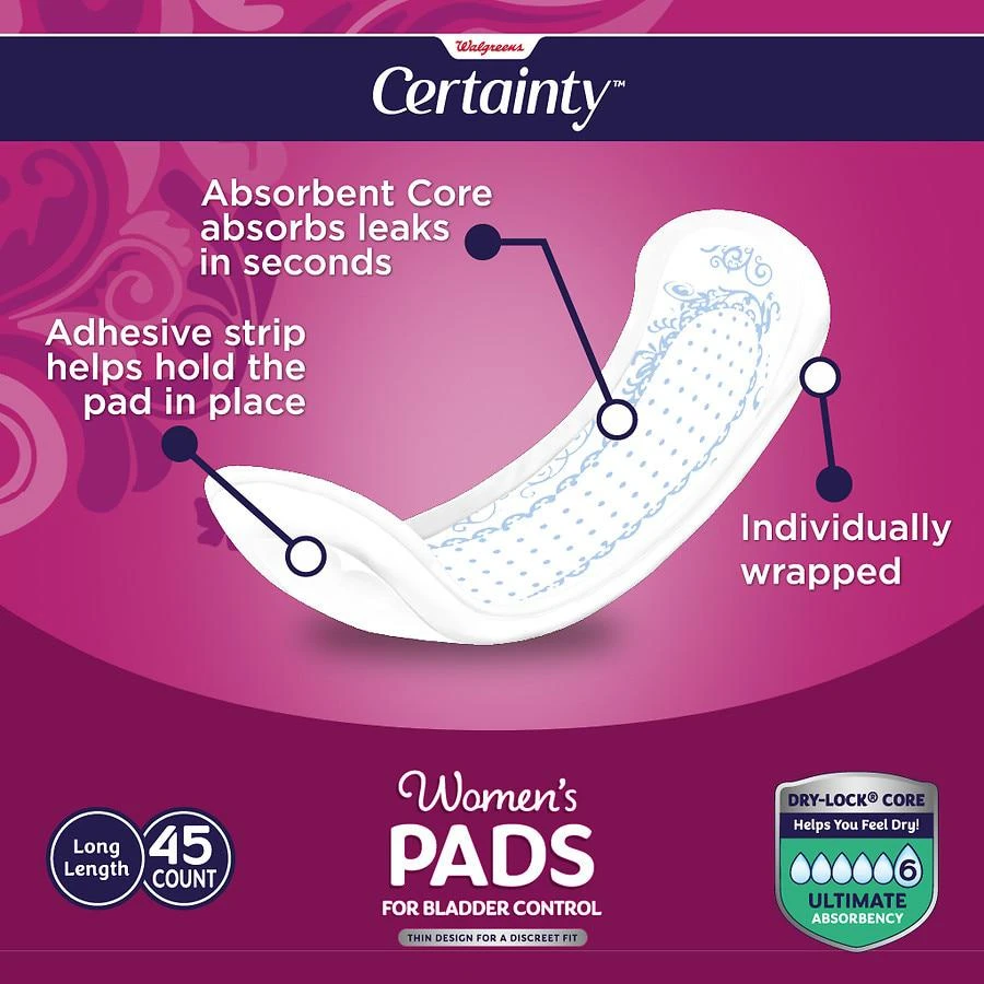 Walgreens Incontinence Pads, 6 Drop Ultimate Absorbency Long Length 5