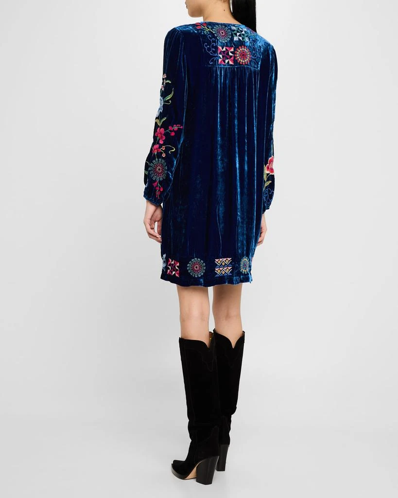 Johnny Was Nikkola Embroidered Velvet Mini Shift Dress 3