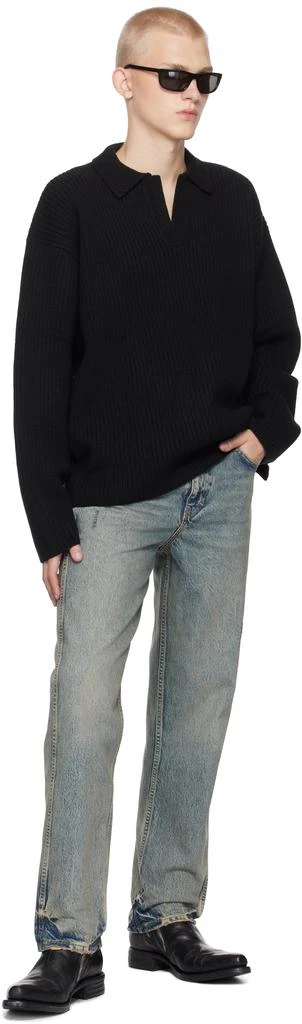 Represent Black Ribbed Knit Polo 4