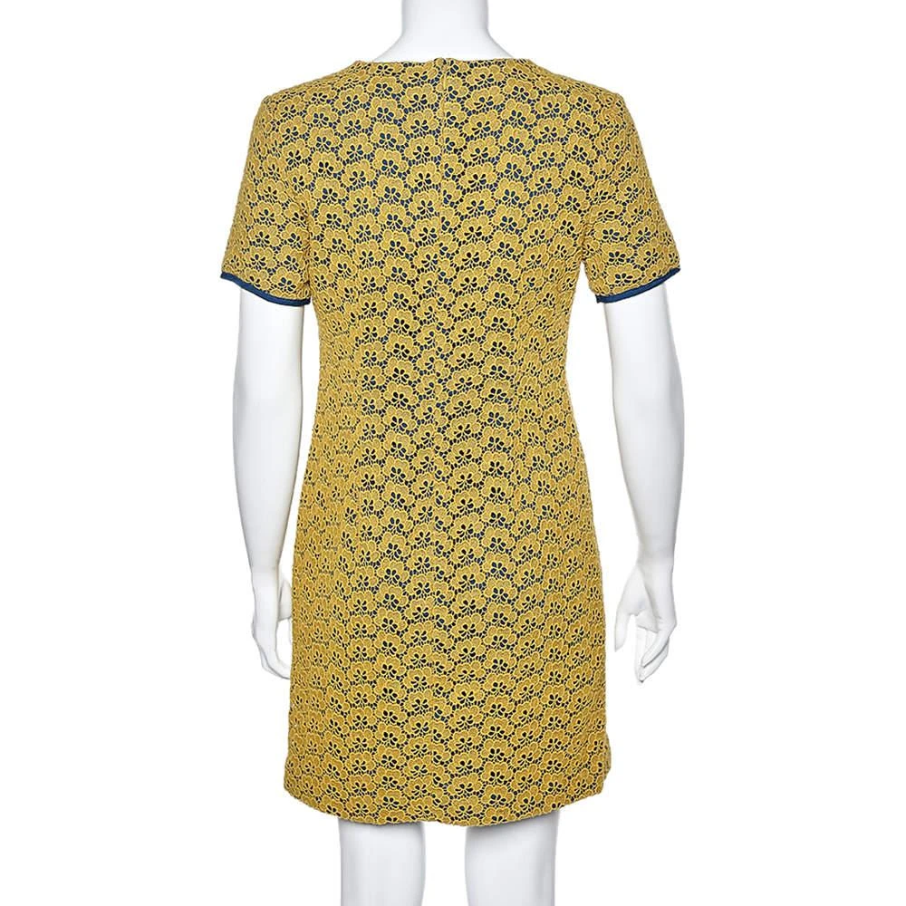 Diane von Furstenberg Diane von Furstenberg Yellow Lace Contrast Lined Shift Dress M 3