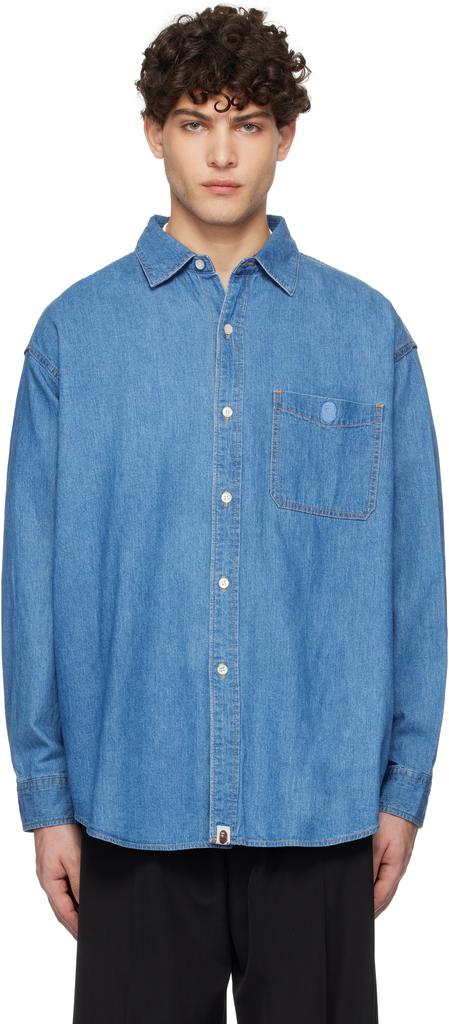 Bape Blue Champion Relaxed Fit Denim Shirt