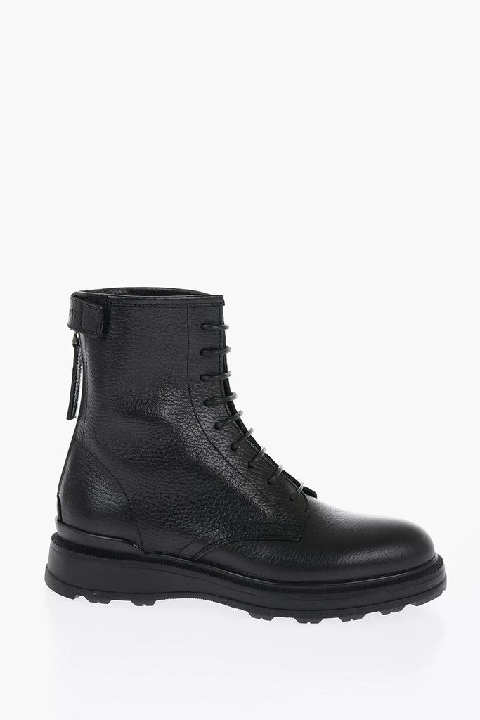 Woolrich Textured Leather Work Boot Combat Boots With Zip 3
