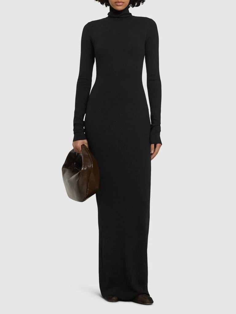 ÉTERNE Long Sleeve Turtleneck Jersey Maxi Dress 1