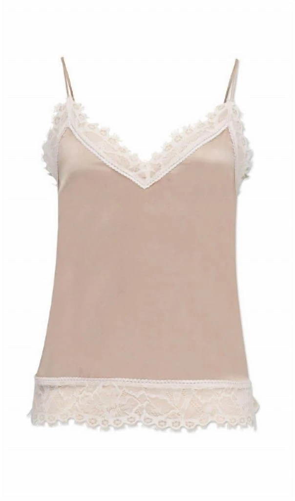 Jonathan Simkhai Trinity Stretch Lace Silk Cami Top In Champagne 2