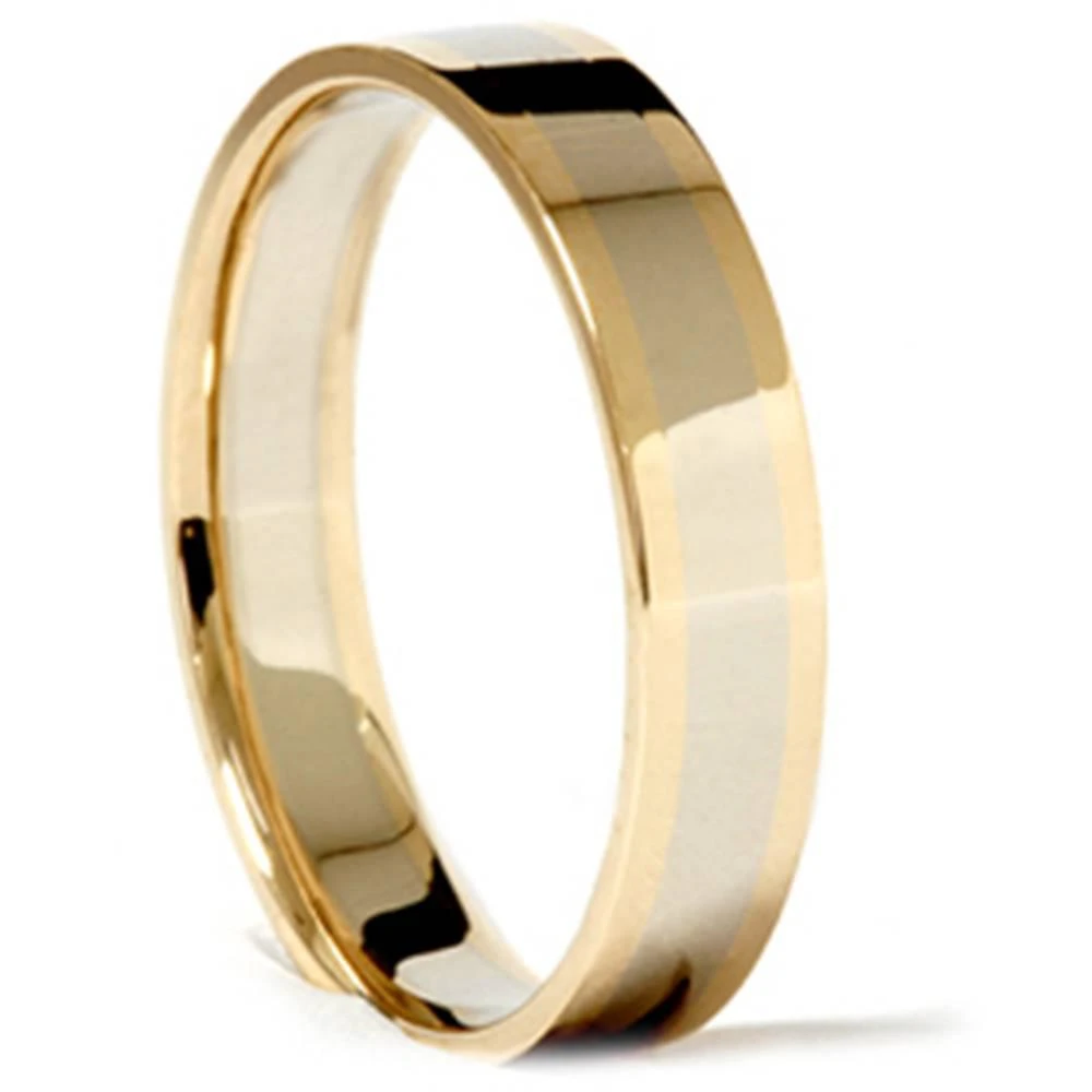 Pompeii3 14k White Yellow Gold 4mm Two Tone Wedding Band Ring 1