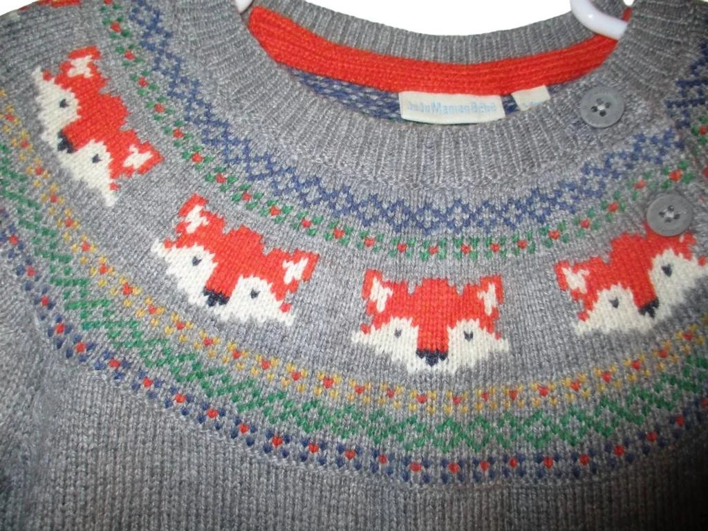 JoJo Maman Bébé Boy's Fox Fair Isle Jumper Coat 4