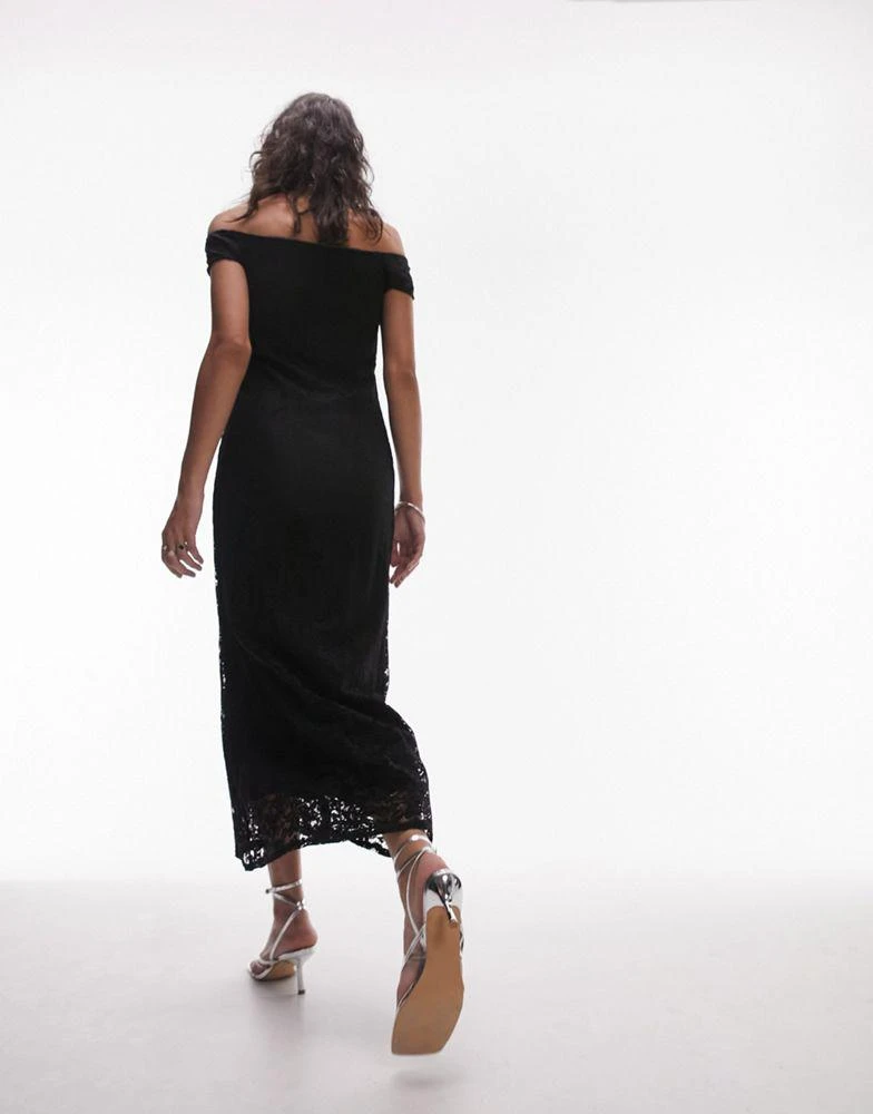 Topshop Topshop bardot lace maxi dress in black 2