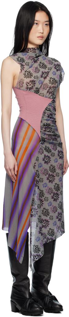 PAULA CANOVAS DEL VAS Multicolor Diamond Mesh Midi Dress