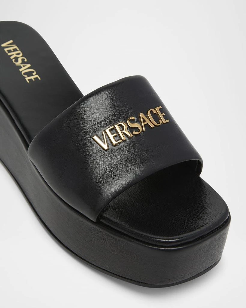 Versace Tag Platform Lambskin Leather Mules 6