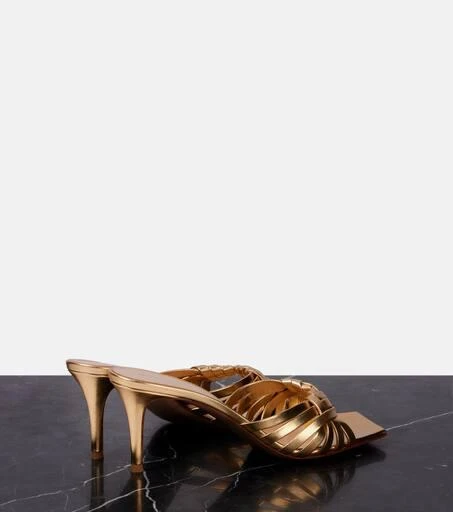 Gianvito Rossi Woven metallic leather mules 2