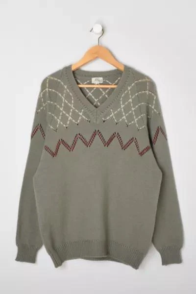 Urban Outfitters Vintage 70s Ribbon & Leather-Laced Knit Sweater 1