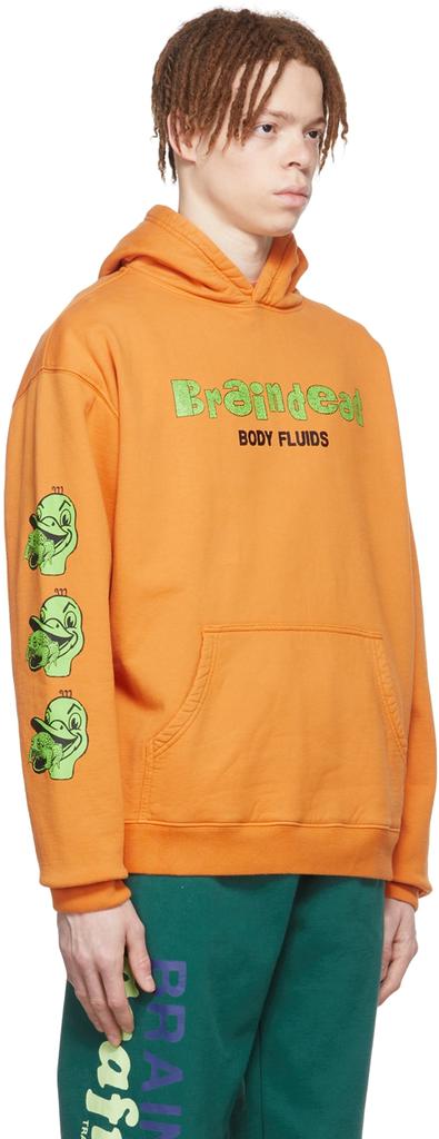 Brain Dead Orange Cotton Hoodie