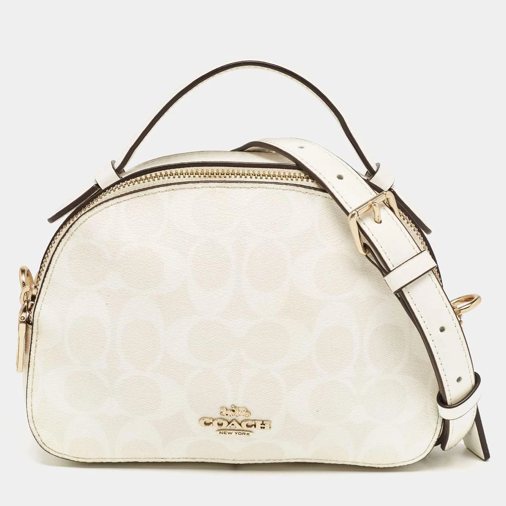 Coach Coach Off White Signature Coated Canvas Serena Satchel 1