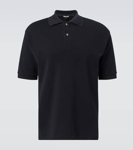 AURALEE Navy Pima Cotton Heavy Pique Polo - Polo Shirts