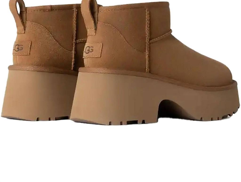 UGG Women's Classic Ultra Mini New Heights Boot In Chestnut Suede