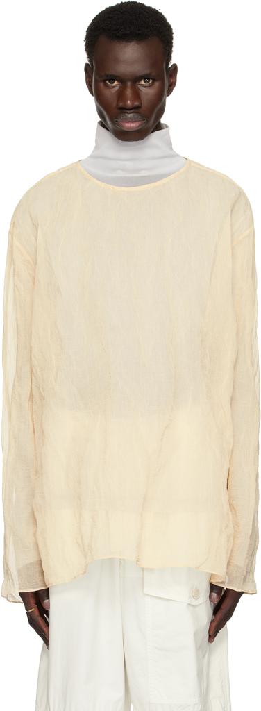 正規 DRIES VAN NOTEN Sheer Draped T-shirt Black Draped T-shirt by Dries Van Noten on Sale