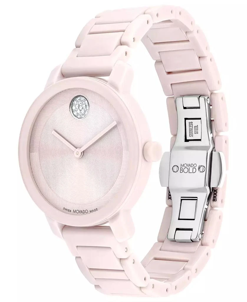 Movado Women's Swiss Bold Evolution 2.0 Blush Ceramic Bracelet Watch 34mm 2