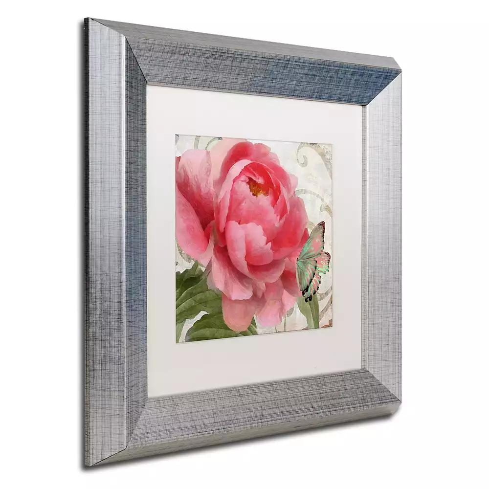 Trademark Global Color Bakery 'Apricot Peonies Ii' Matted Framed Art, 11" x 11"
