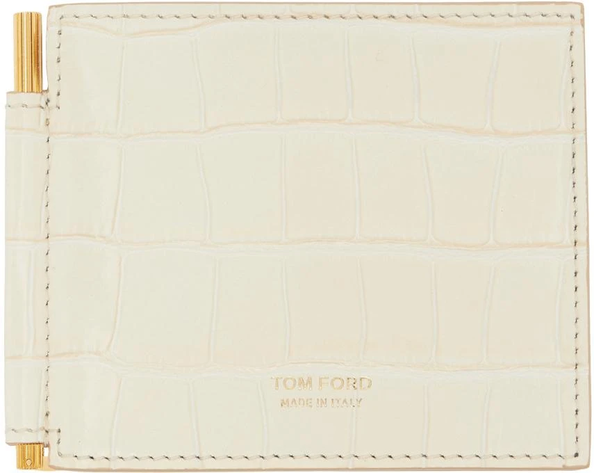 Tom Ford Off-White Shiny Croc T Line Money Clip Wallet 1