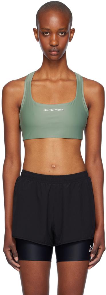 District Vision Green Twin Layer Medium Support Sport Bra