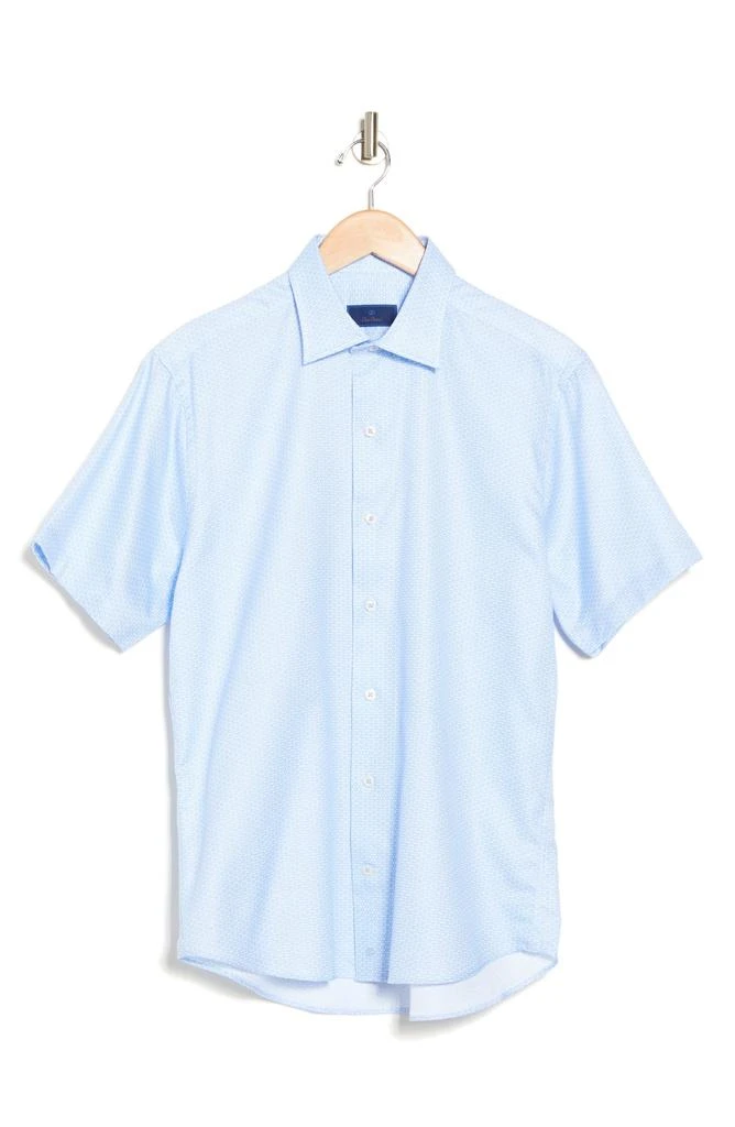 David Donahue Print Cotton Short Sleeve Button-Up Shirt 3