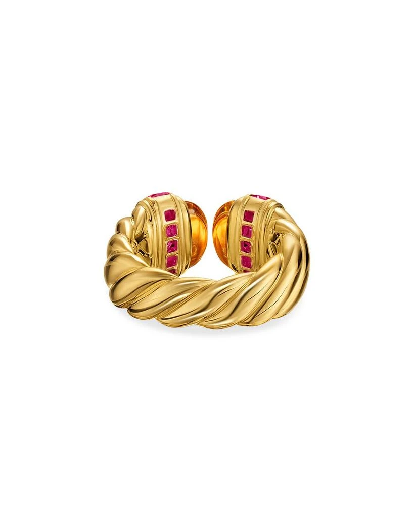 David Yurman Sculpted Cable Open Cocktail Ring in 18K Yellow Gold with Madeira Citrine and Rubellites, 12.4mm 5