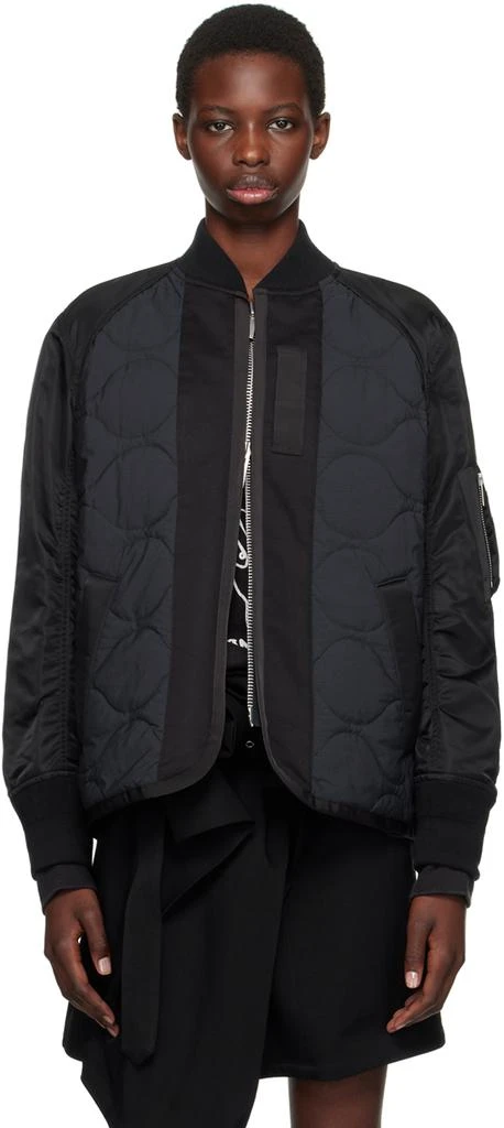 Sacai Black & Navy Quilted Bomber Jacket 1
