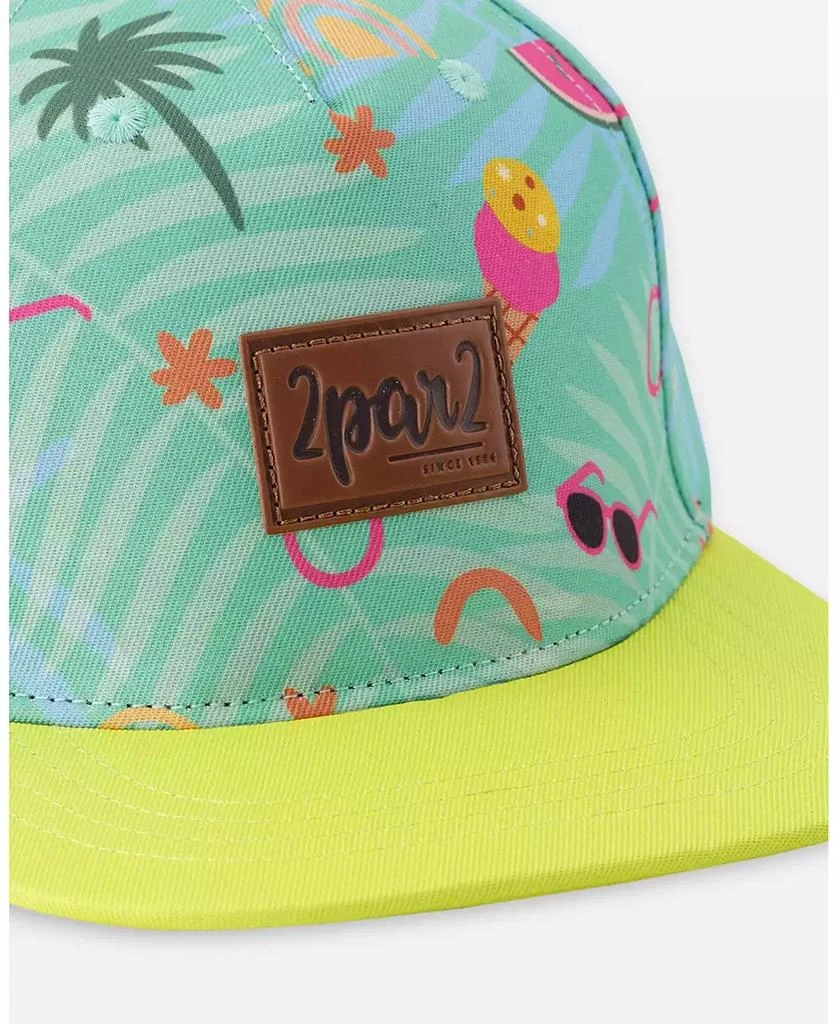 Deux par Deux Baby Girls Cap Green Beach Print 3