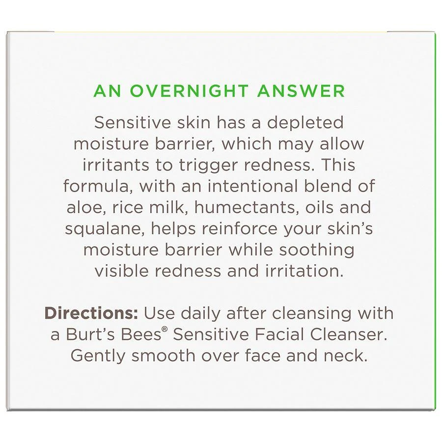 Burt's Bees Calming Night Cream Tub with Aloe + Rice Milk, for Sensitive Skin 5