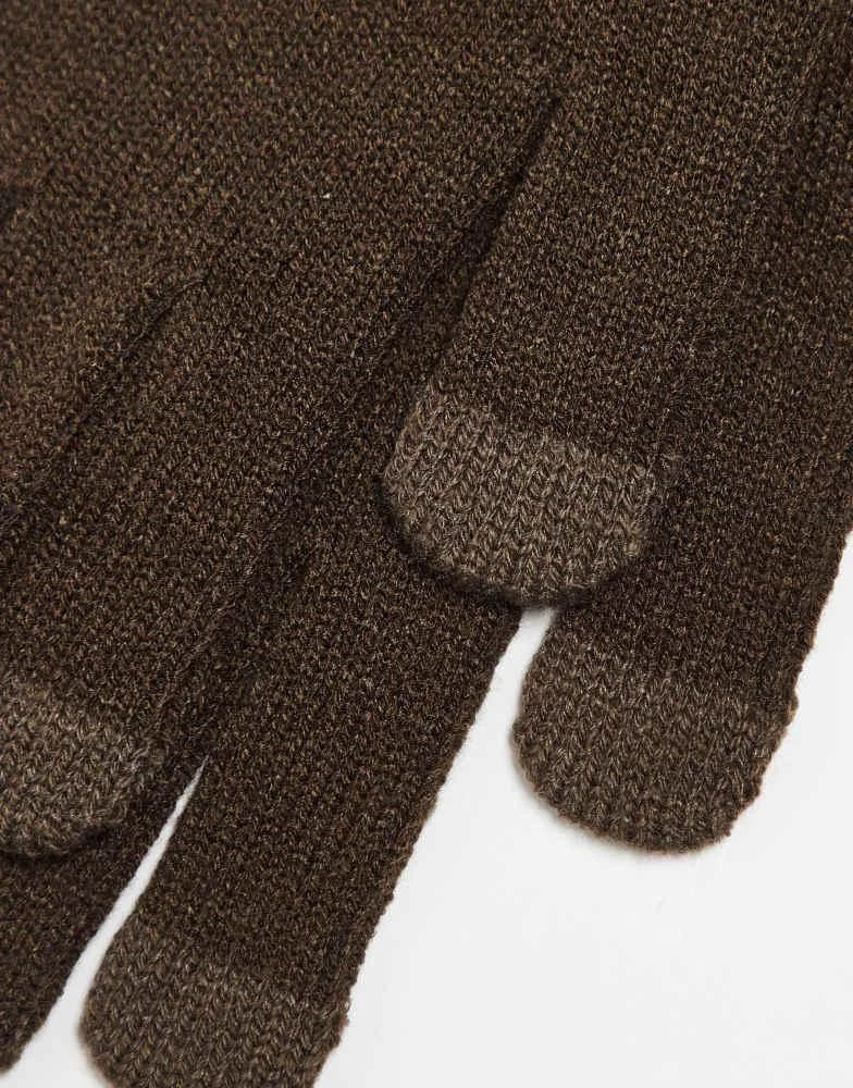 ASOS ASOS DESIGN touchscreen gloves in brown 2