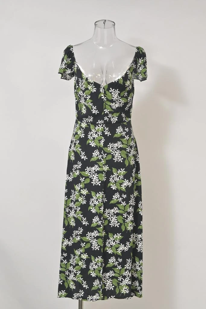 Reformation Baxley Floral Print Midi Dress in Black and Green Viscose 6