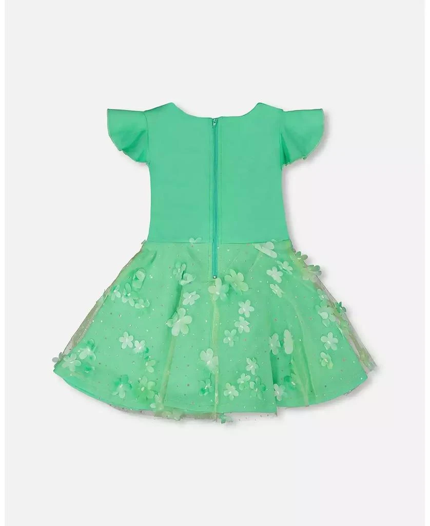 Deux par Deux Big Girls Bi-Material Dress Bright Mint Green 2