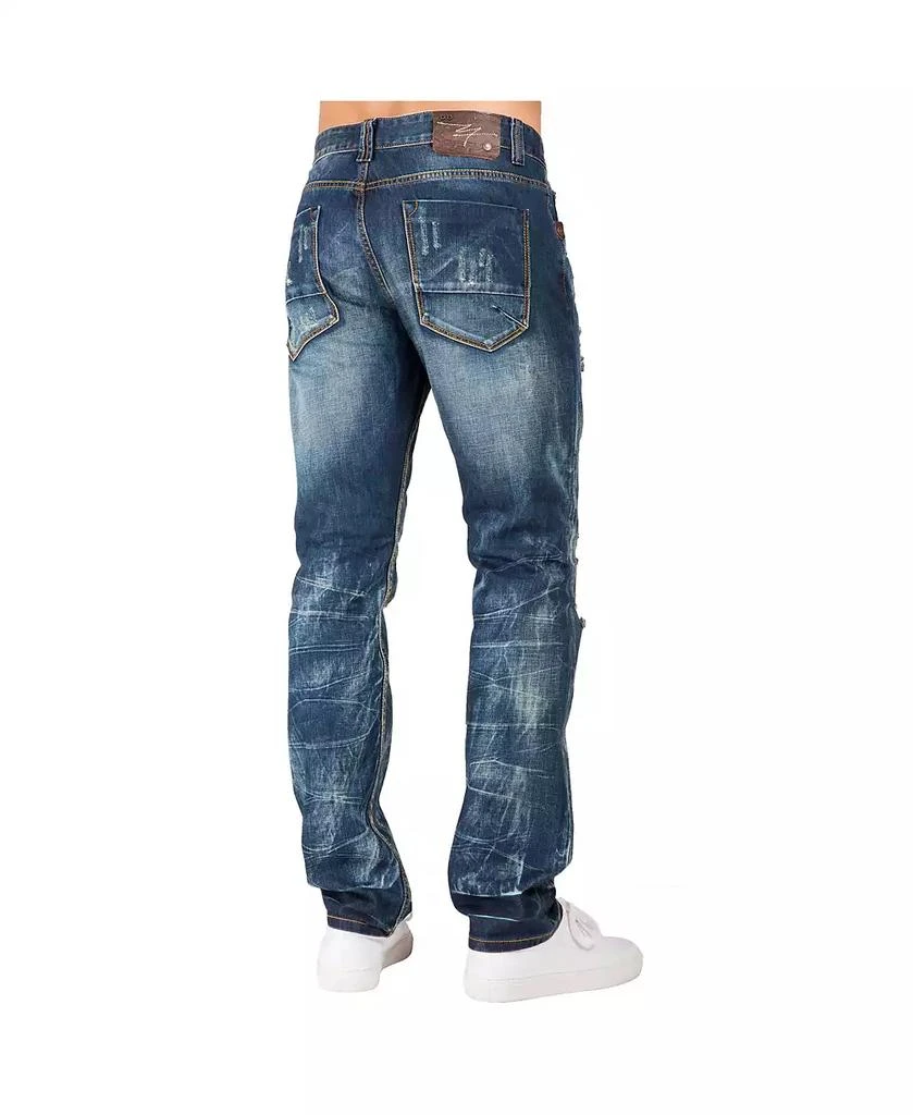 Level 7 Men's Slim Straight Fit Denim Ripped Distressed Jeans 2
