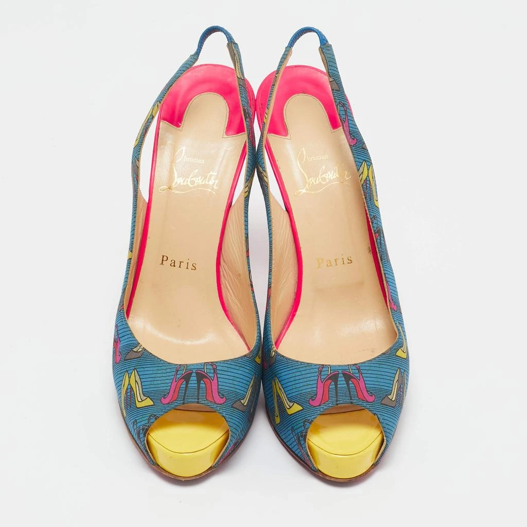 Christian Louboutin Christian Louboutin Multicolor Printed Fabric Private Number Slingback Pumps Size 39 3