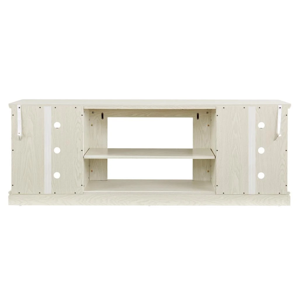 Streamdale Furniture Streamdale Large TV Desk Storage Rack with Faux Stacked Stone Surround, White, 70.12"W*15.35"D*25.83"H 3