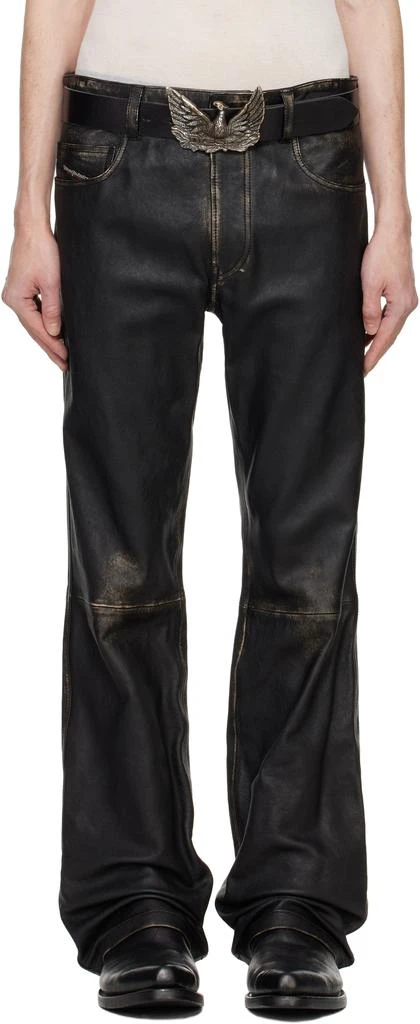 Diesel Black P-Blixia Leather Pants 1