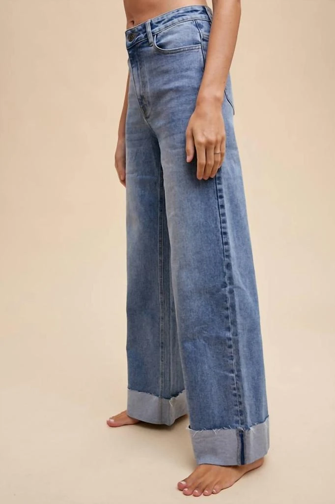 AnnieWear Anniewear - 90's Stretch Cuffed Hem High Rise Straight Jean 3