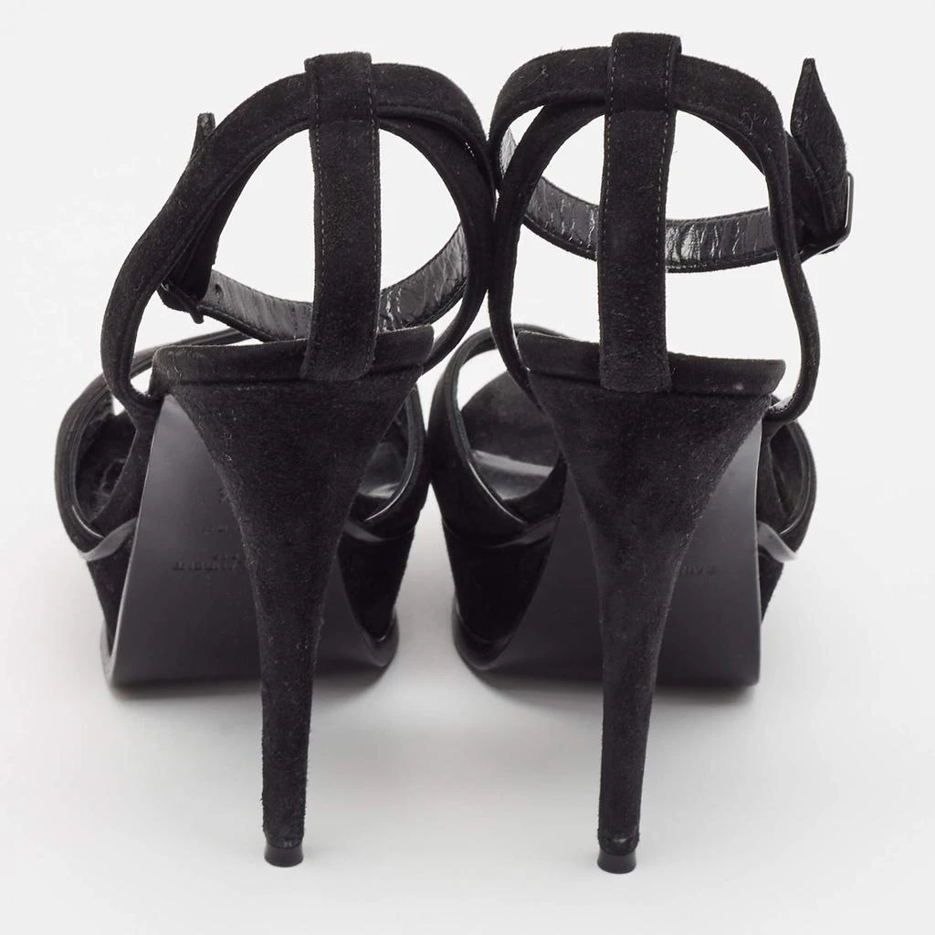 Yves Saint Laurent Saint Laurent Black Suede Ankle Strap Platform Sandals Size 37.5 5