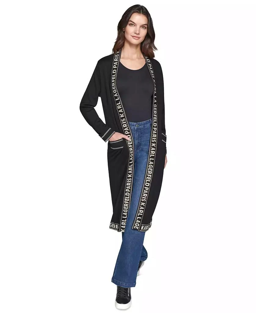 Karl Lagerfeld Paris Women's Logo-Tape Duster Cardigan 3
