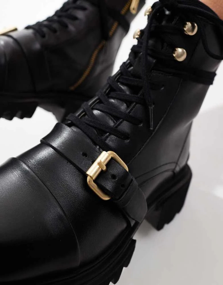 ALL SAINTS AllSaints Tori leather lace up boots in black 3