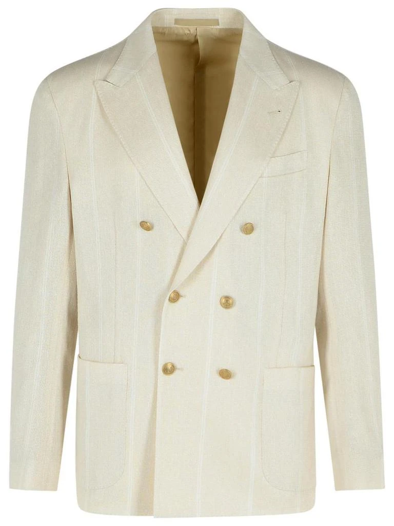 ELEVENTY Eleventy Cream Cotton Blend Blazer 1