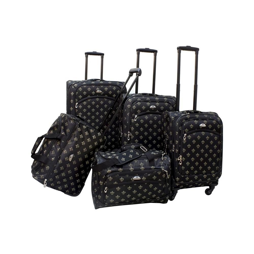 American Flyer Fleur De Lis 5 Piece Spinner Luggage Set