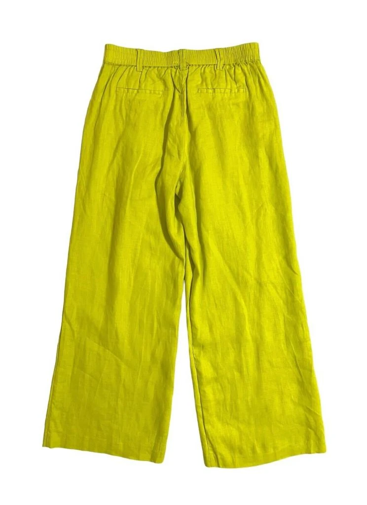 Magaschoni Women's Linen High Rise Pleated Wide Leg Trousers In Yellow 2