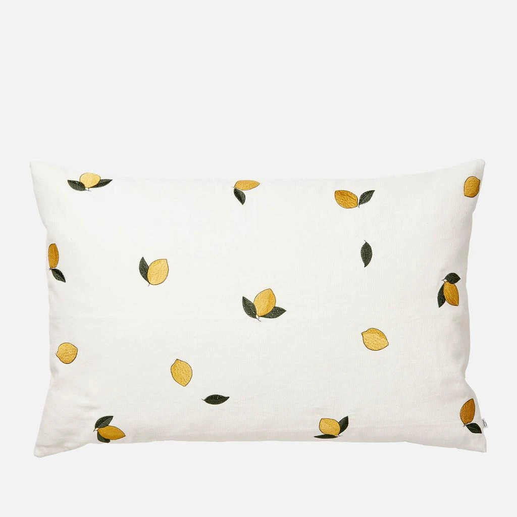 Broste Copenhagen Broste Copenhagen Embroidered Cushion Cover - Lemon - 40cm x 60cm 1