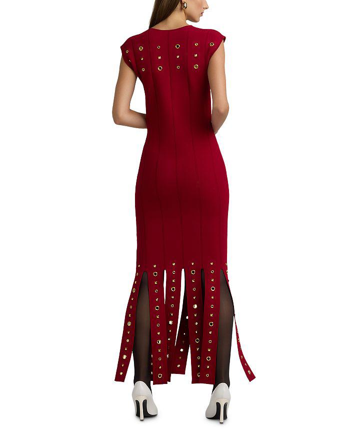 St. John Embellished Eyelet Sleeveless Dress