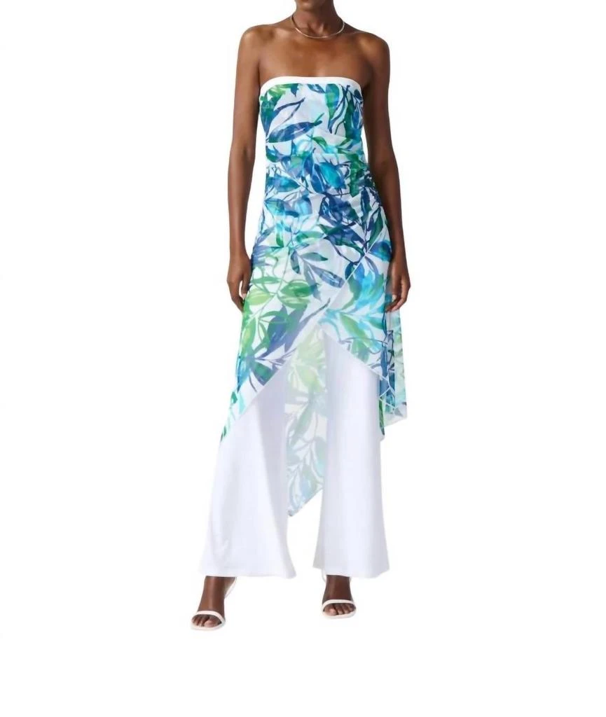 JOSEPH RIBKOFF Tropical Print Jumpsuit In Vanilla/multi 1