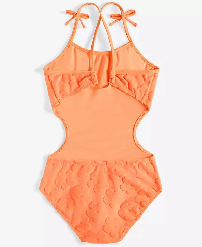 Breaking Waves Big Girls Terry Texture Cut-Out One-Piece Swimsuit 2