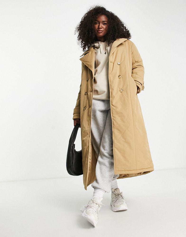 Urbancode Urban Code padded trench coat in camel