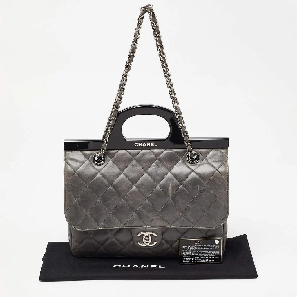 Chanel Chanel Grey Quilted Glazed Leather Small CC Delivery Bag 11