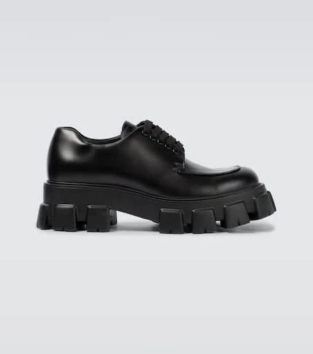 Prada Monolith brushed leather derby shoes 1